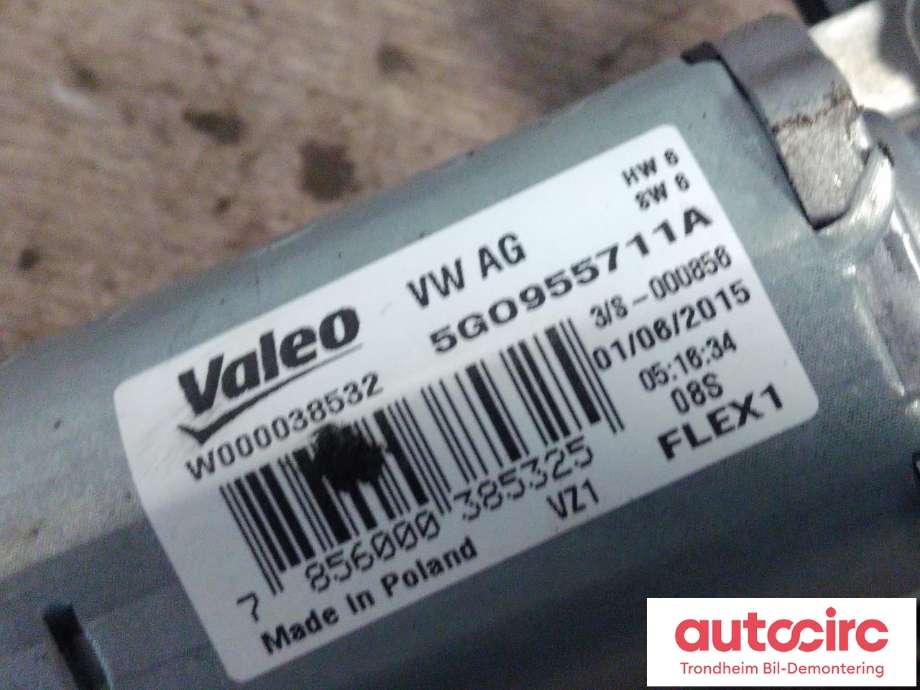 Viskermotor bakrute til VW e-Golf 2014-2017 (Fase 1)  (VALEO|5G0955711A|5G0955711C|W000038532)