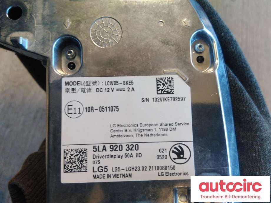 Instrumentpanel til Škoda Enyaq 2021-->> (LG ELECTRONICS|5LA920320|5LA 920 320|)