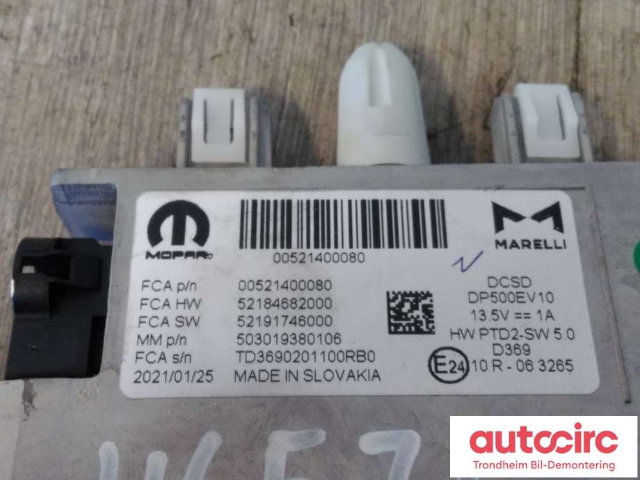 Bilstereo navigasjon skjerm til Fiat 500 2021-->>  (MAGNETI-MARELLI|52140008|52184682| 52191746)