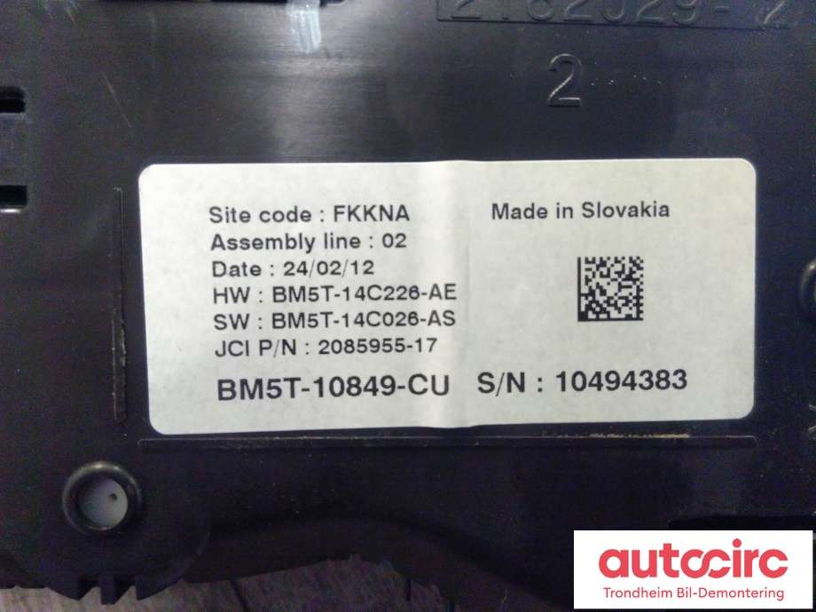 Instrumentpanel til Ford C-Max 2010-2015 (Type II, Fase 1) (FOMOCO|BN5T-10849-CU|BM5T-10849-BCM|5580301)