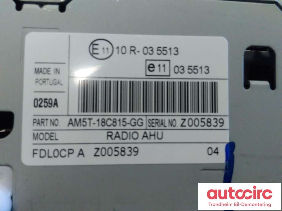 Bilstereo til Ford C-Max 2010-2015 (Type II, Fase 1)  (..|AM5T-18C815-GG|AM5T-18C815-GP|2277323)