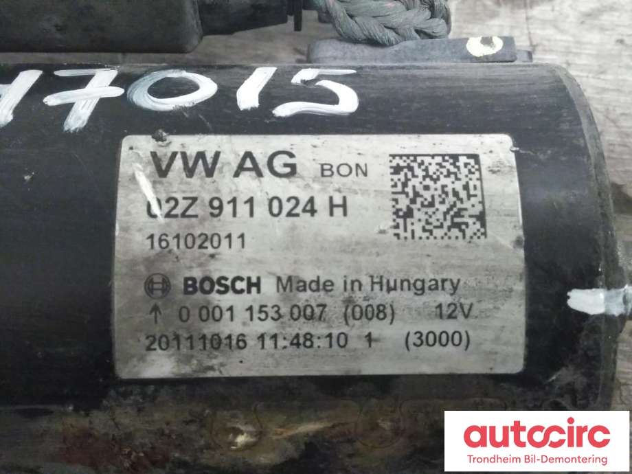 Starter diesel til Škoda Fabia 2010-2014 (Type II, Fase 2)  (BOSCH|02Z911024H|0001153007|)