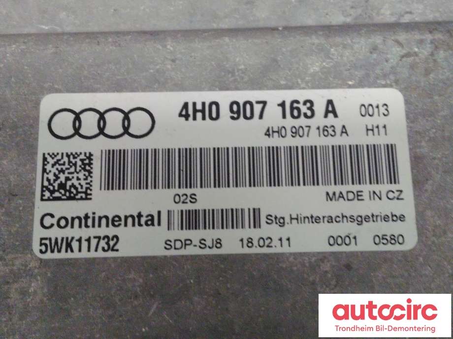 Styreenhet girkasse til Audi A7 2010-2014 (Type I, Fase 1)  (CONTINENTAL|4H0907163A|5WK11732|)
