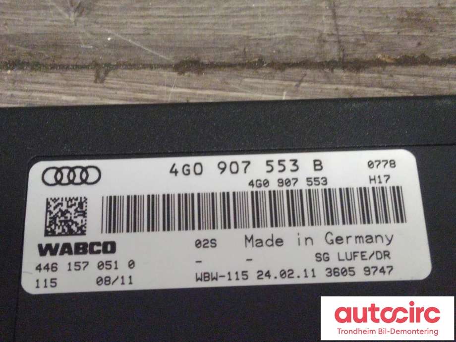 Styreenhet nivå/luftfjæring til Audi A7 2010-2014 (Type I, Fase 1)  (WABCO|4G0907553B|4G0907553G|4461570510)