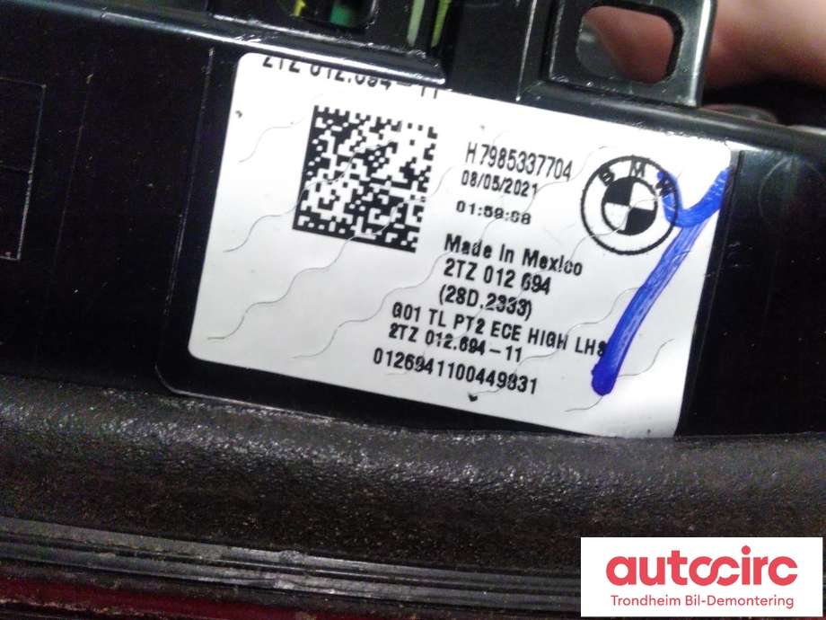 Baklykt venstre indre til BMW iX3 2021-->>  (HELLA|9853377|63219853377|2TZ012694)