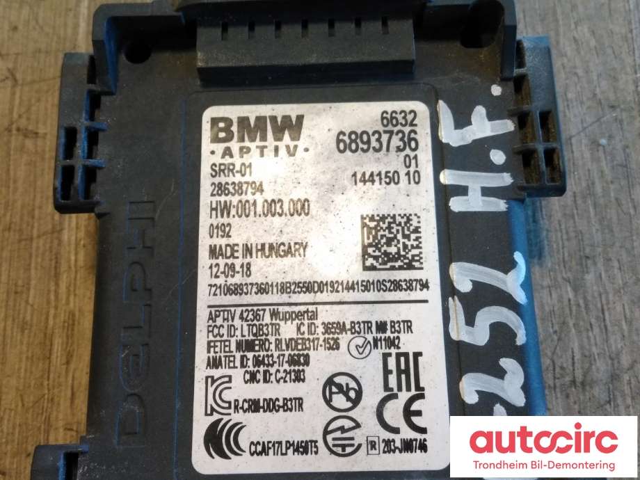 Sensor radar til BMW 5-Serie 2017-->> (G30/G31) (G30/G31) (DELPHI|66326893736|66326899503|66325A52AC7| 28638794)