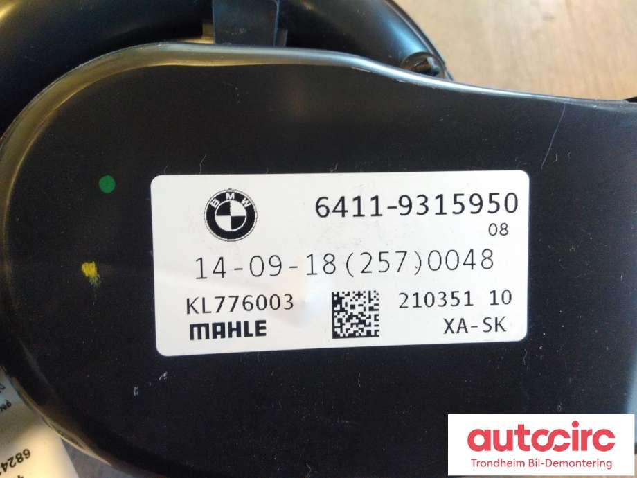 Varmeapparat motor bak til BMW 5-Serie 2017-->> (G30/G31) (G30/G31) (MAHLE|9315950|64119315950|KL776003)
