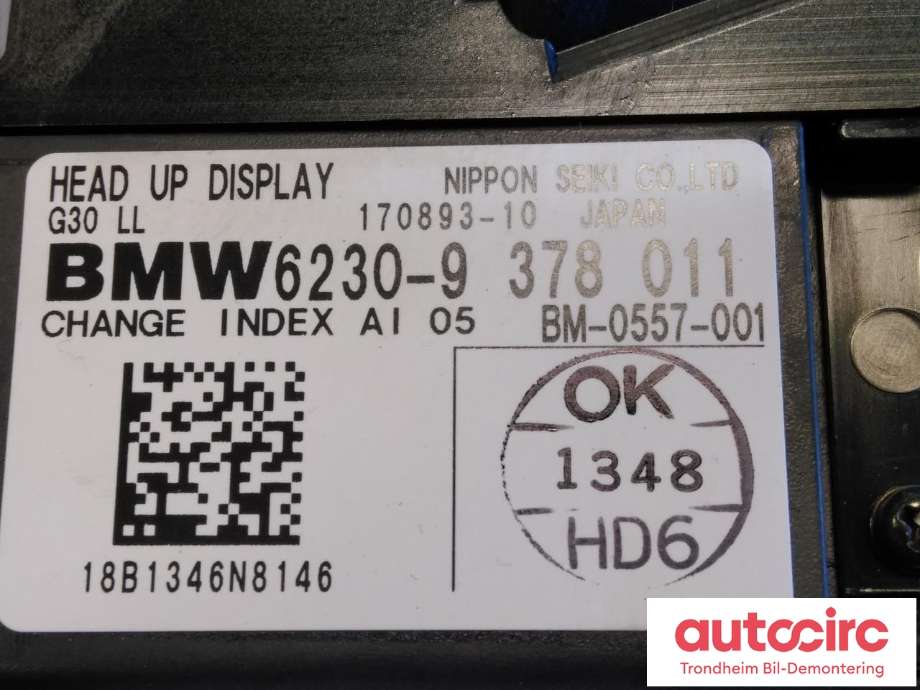 Instrument head-up display (HUD) til BMW 5-Serie 2017-->> (G30/G31) (G30/G31) (..|62309378011|62308784915|)