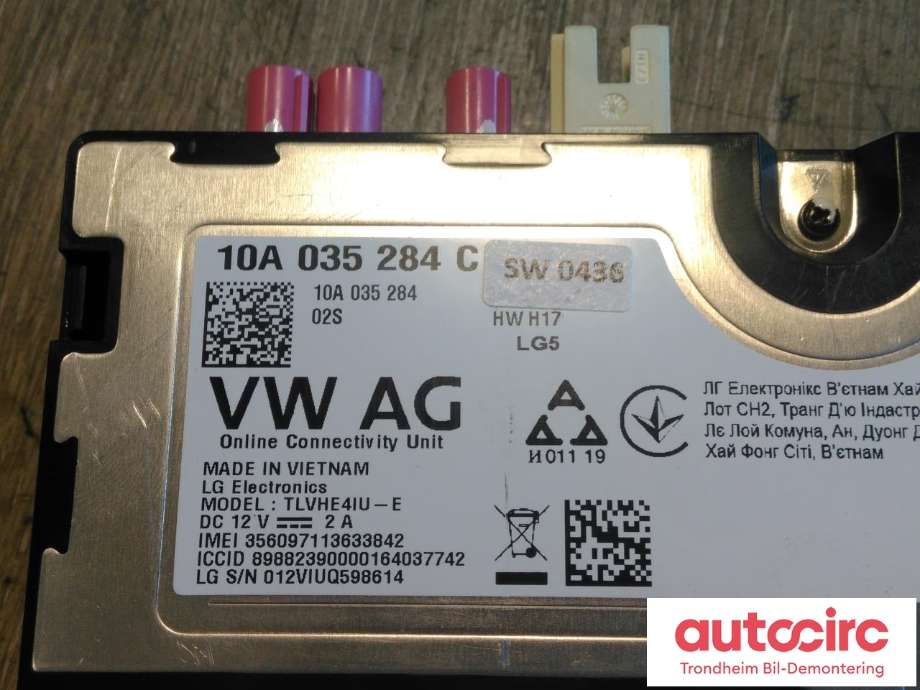 Styreenhet diverse til Škoda Enyaq 2021-->>  (LG ELECTRONICS|10A035284C|10A 035 284 C|)