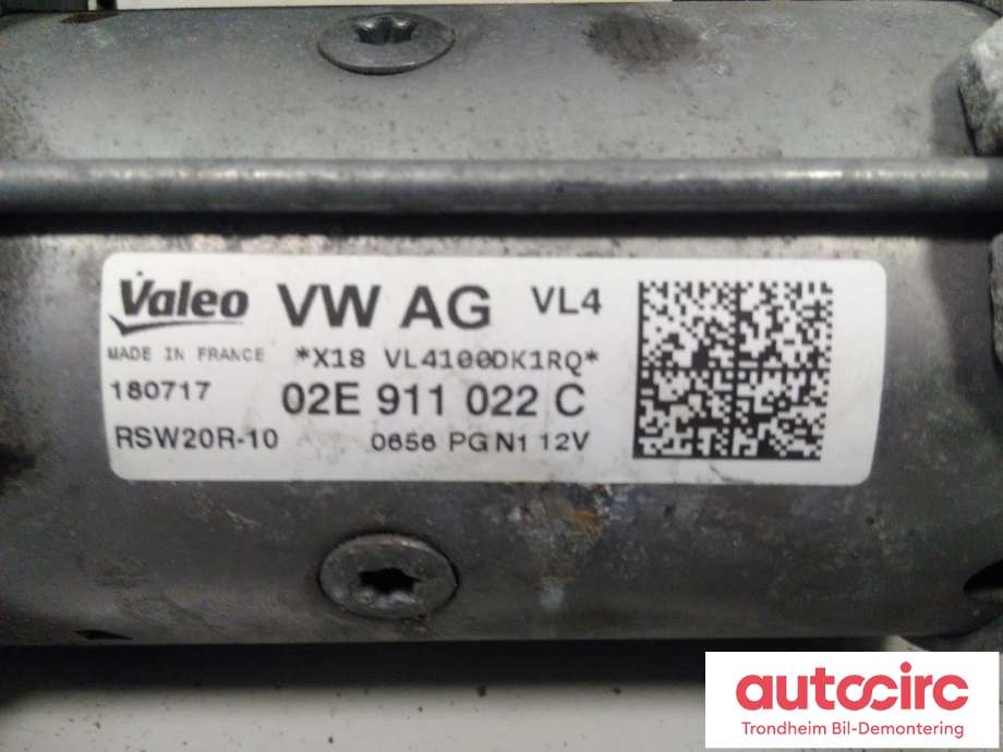Starter diesel til Škoda Superb 2015-->> (Type III)  (VALEO|02E911022C|02E 911 022 C|RSW20R-10)