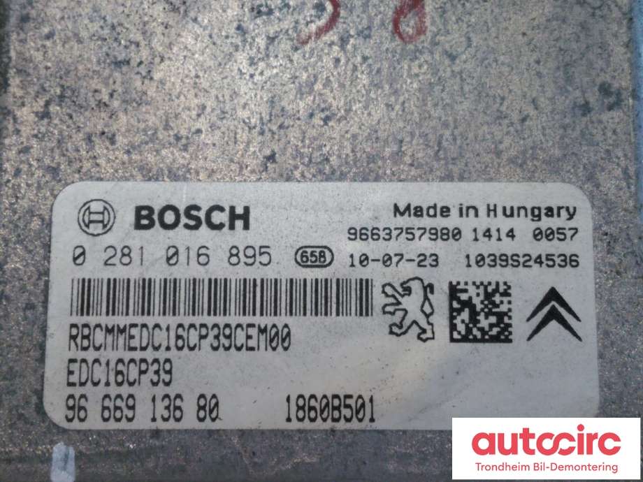 Styreenhet motor til Mitsubishi Outlander 2010-2012 (Type II, Fase 2)  (BOSCH|1860B501|1860B502|9666913780| 9663757980| 9666913680| 0281016895)