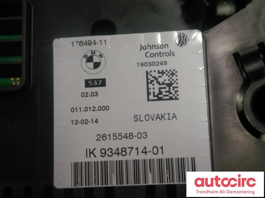 Instrumentpanel til BMW 5-Serie 2010-2017 (F10/F11) (F10/F11) (JOHNSON CONTROLS|9348714|9348714-01|62106820602)