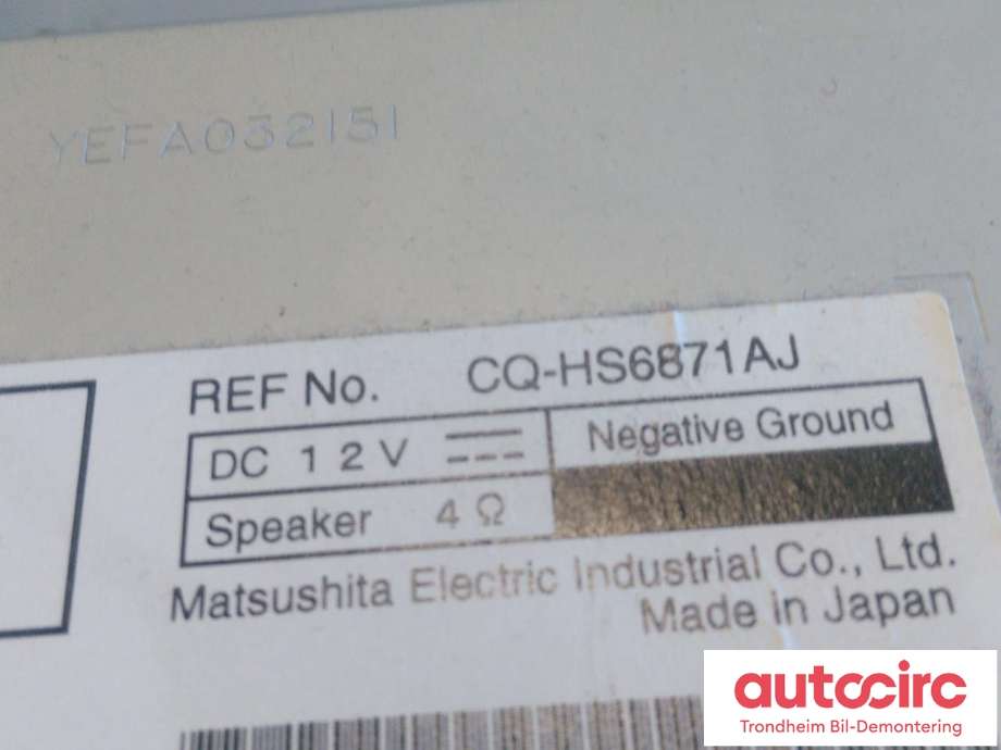 Bilstereo navigasjon til Toyota Avensis 2009-2015 (Type III, Fase 1)  (MATSUSHITA ELECTRIC|86120-20A80|8610005051|86113-60V640| CQ-HS6871AJ)