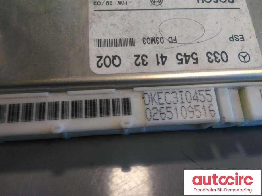 Styreenhet ABS til Mercedes E-Klasse 2002-2006 (Fase 1) (W211) (W211) (BOSCH|A0335454132|A 033 545 41 32|0265109516)