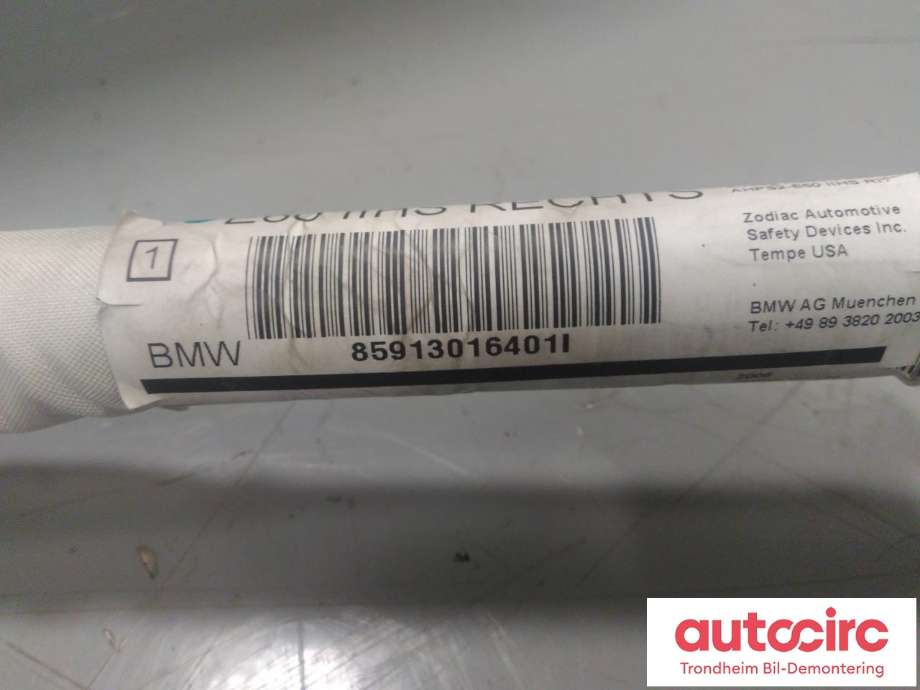 Airbag gardin høyre til BMW M5 2005-2010 (E60) (E60) (..|9130164|72129147338|72 12 9 147 338| 85913016401L)