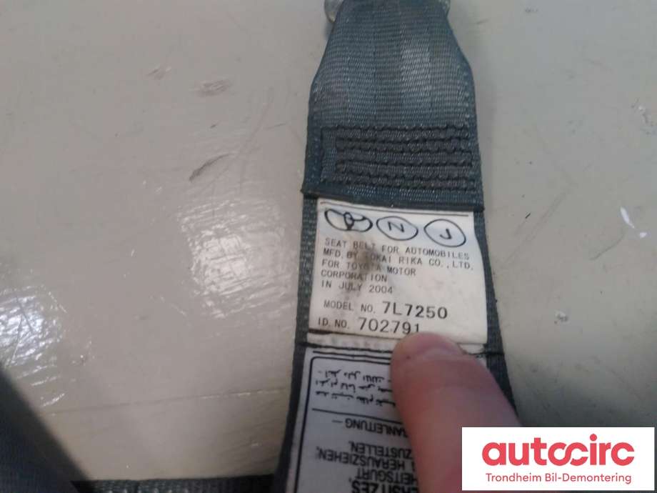 Sikkerhetsbelte bak høyre til Toyota Prius 2004-2009 (Type II) (COMBI) (COMBI) (...|7336047040B0|)