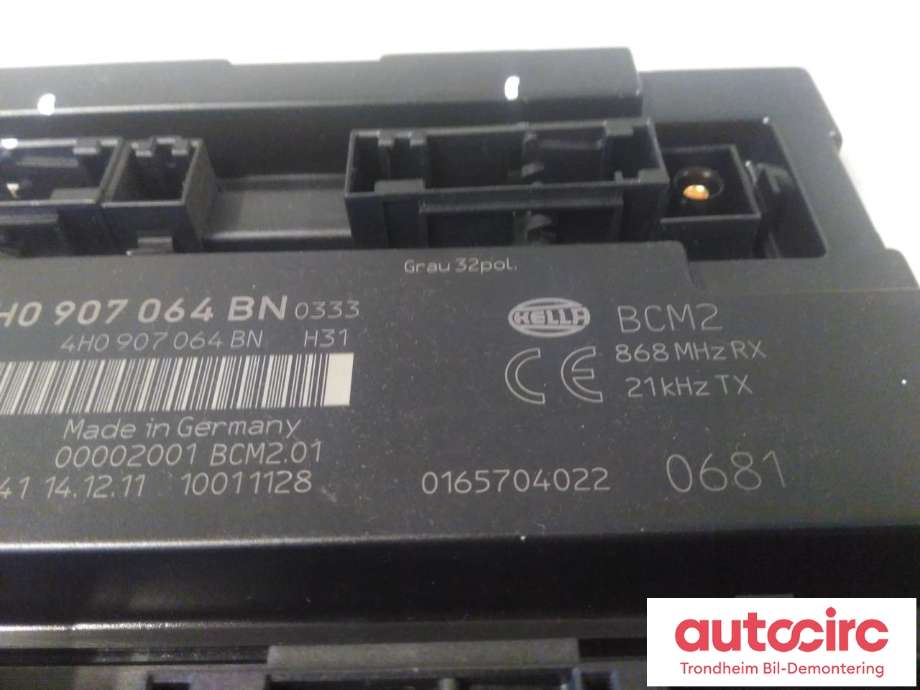 Styreenhet comfort (BCM) til Audi A6 2011-2014 (Type IV, Fase 1) (C7) (C7) (HELLA|4H0907064BN|4H0907064GB|5DK01056502)