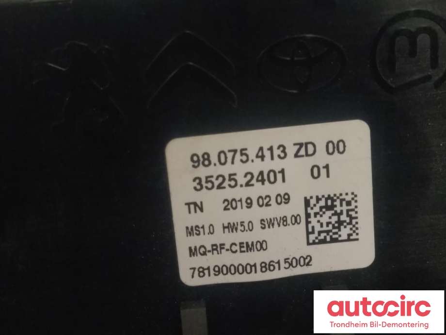 Varmeapparat betjening til Peugeot Partner 2019-->> (Type III)  (..|98075413ZD|98340409ZD|MQ-RF-CEM00)
