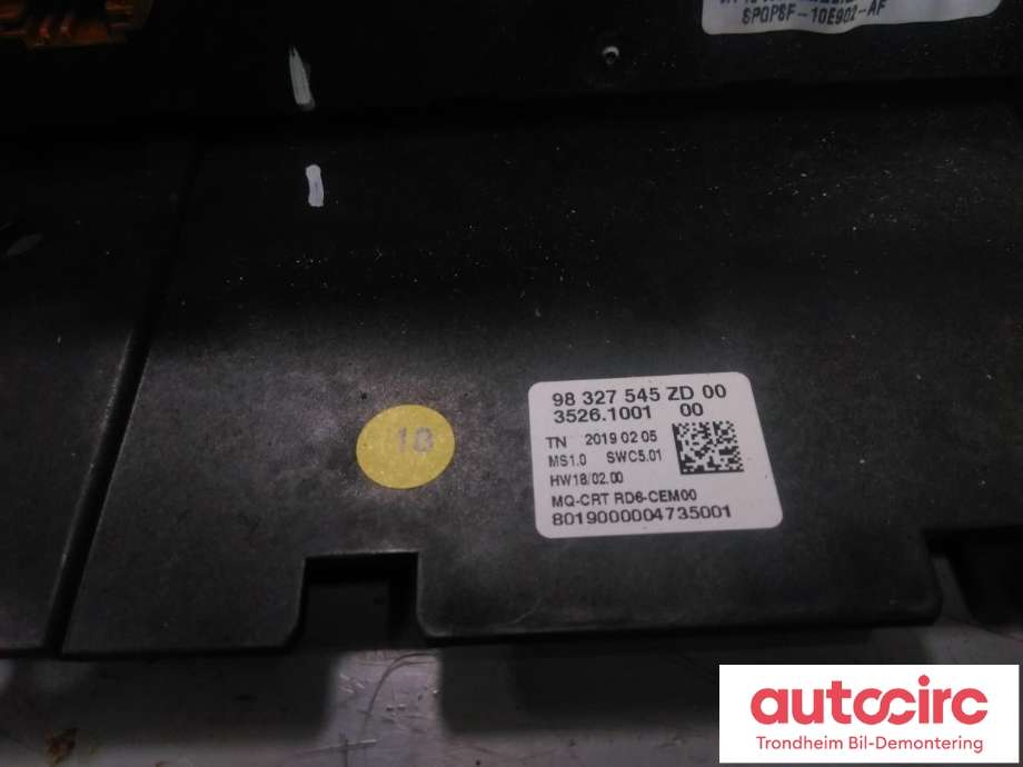 Bilstereo betjeningspanel til Peugeot Partner 2019-->> (Type III)  (VISTEON|9830084880|9836586480|9830084880-00| SPGPSF-10E902-AF)