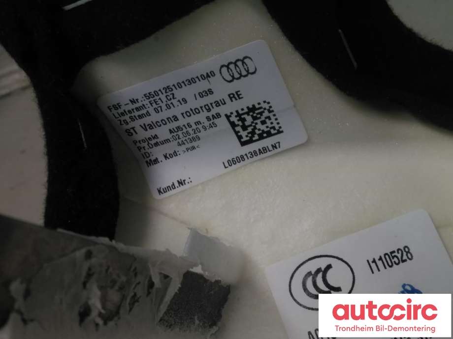 Airbag sidepute høyre til Audi e-tron 2018-->>  (HØYRE BAK|4K0880442G|4K0 880 442 G|)