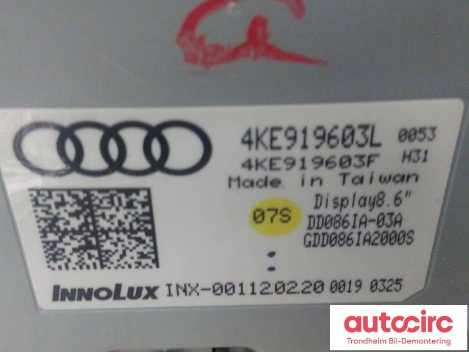 Varmeapparat betjening til Audi e-tron 2018-->>  (INNOLUX|4KE919603L|4KE919603F|)
