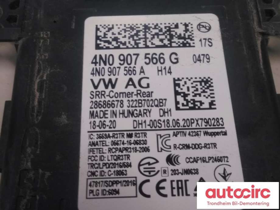 Sensor blindsone til Audi e-tron 2018-->>  (..|4N0907566G|4N0907566AG|4N0 907 566 AG)