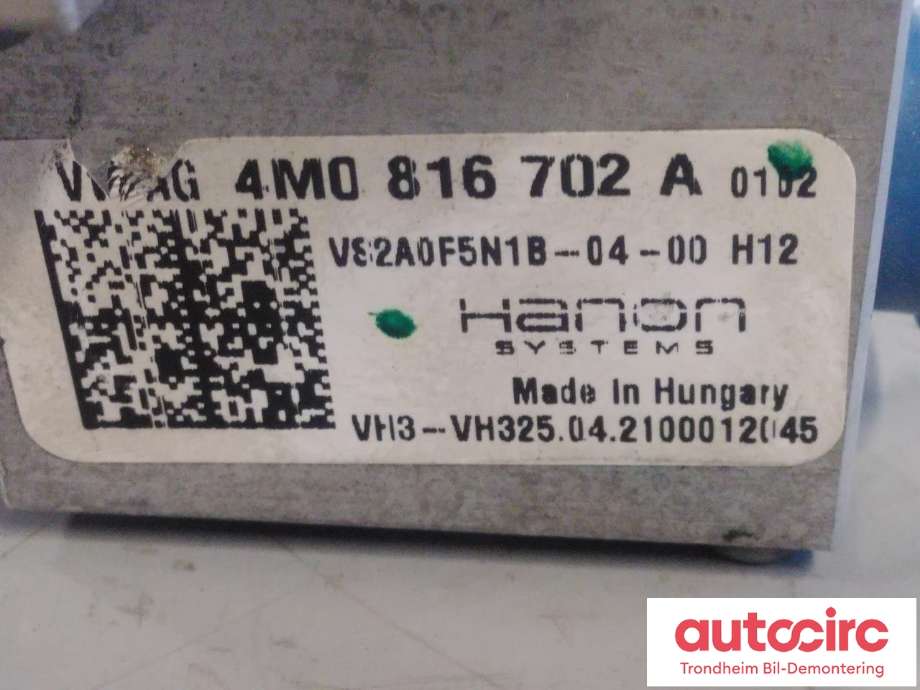 Aircondition diverse til Audi e-tron GT 2021-->>  (HANON SYSTEMS|4M0816702A|4M0 816 702 A|00191877-06)
