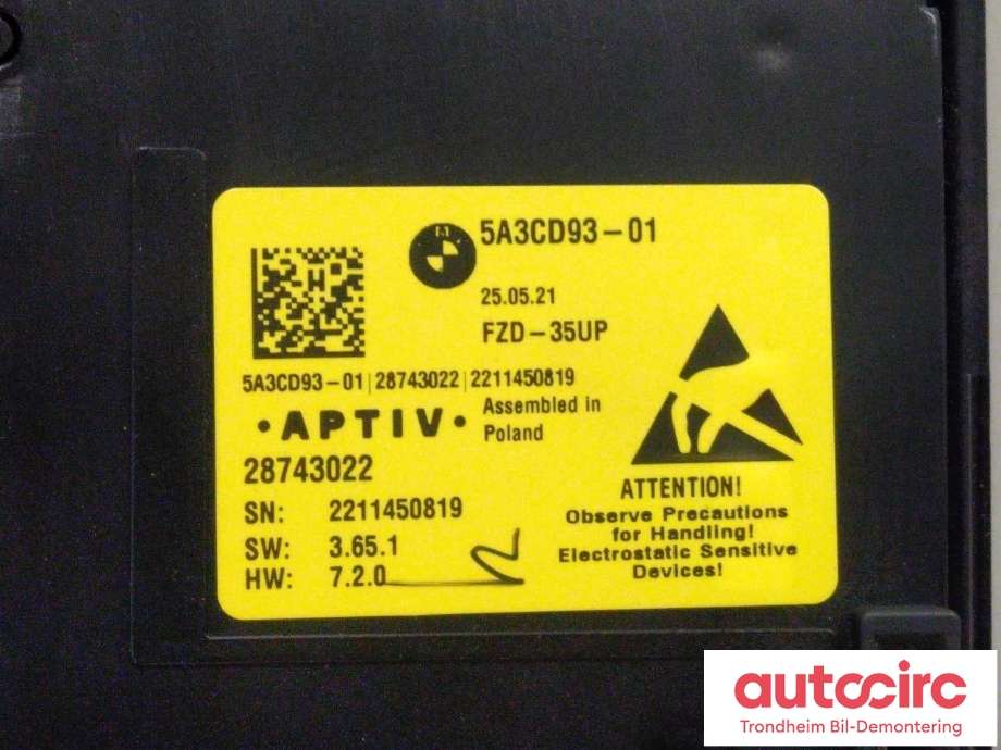 Taklyspanel til BMW iX3 2021-->>  (APTIV|61315A3CD93|61315A7C4C0|28743022)