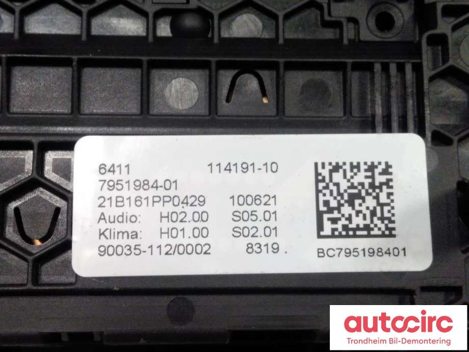 Varmeapparat betjening til BMW iX3 2021-->> (..|64117951984|64117947700|64115A481B6)