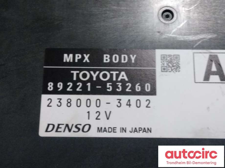 Sikringsboks kupe til Lexus IS 2013-2020 (Type III) (XE30) (XE30) (DENSO|89221-53260|82730-53J30|238000-3402)