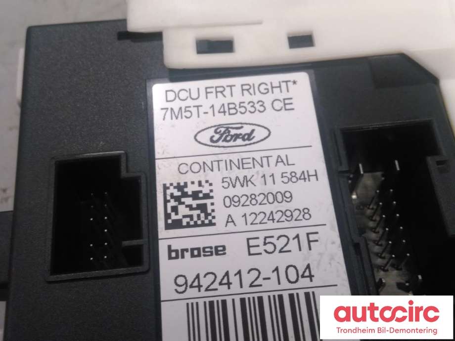 Ruteheis, kun motor, høyre foran til Ford Focus 2008-2010 (Type II, Fase 2)  (..|7M5T-14B533-CE|1776001|7M5T-14D218-GC)