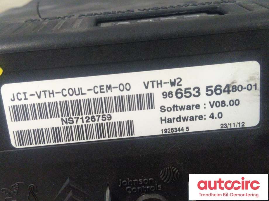 Instrument head-up display (HUD) til Peugeot 508 2011-2014 (Type I, Fase 1)  (..|9665356480|9812713180|6155JT| 9665356480-01)