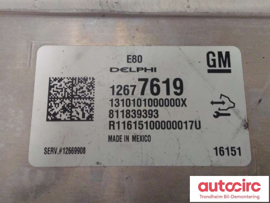 Styreenhet motor til Opel Mokka X 2016-2019 (Type I, Fase 2)  (DELPHI|12677619|12669908|12700116| 811839393)