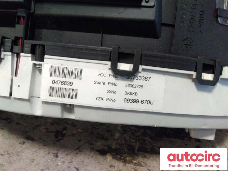 Instrumentpanel til Volvo XC60 2008-2013 (Type I, Fase 1) (YAZAKI|30733367|36002725|)