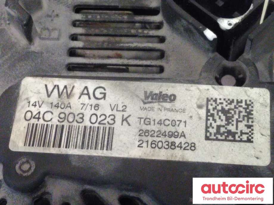 Dynamo til VW Golf VII 2012-2017 (Fase 1) (..|04C903023K|04E903015T|TG14C071| 2622499A)