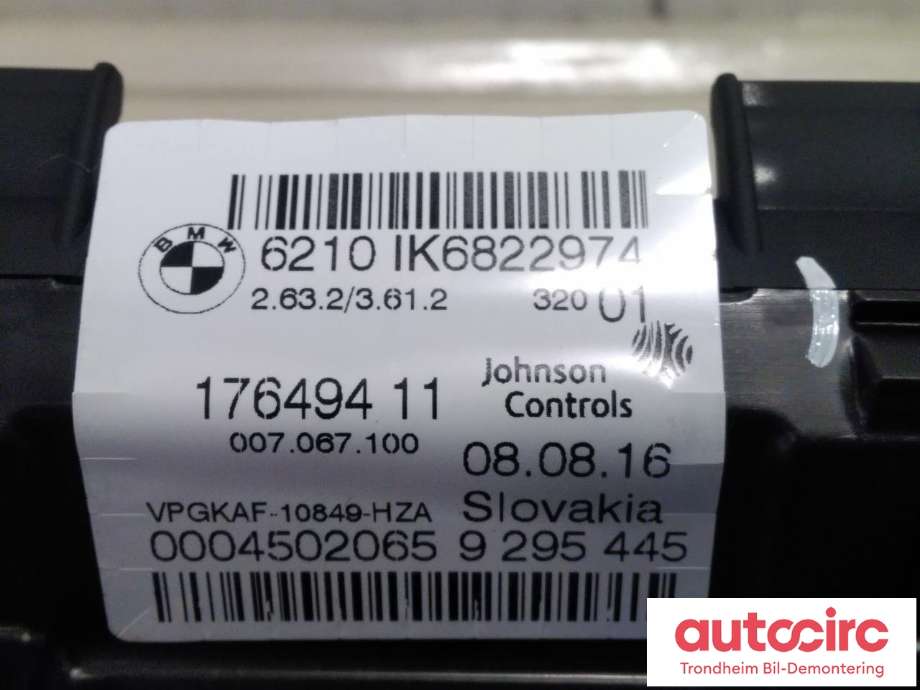 Instrumentpanel til BMW X1 2015-2022 (F48) (F48) (JOHNSON CONTROLS|6822974|62108794208|62 10 8 794 208| 6210IK6822974| 17649411| VPGKAF-10849-HZA| 9295445)