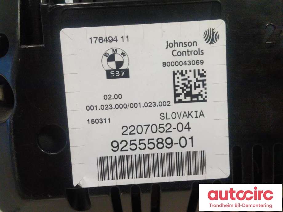 Instrumentpanel til BMW X3 2010-2017 (F25) (F25) (JOHNSON CONTROLS|9255589|62109358981|62 10 9 358 981| 2207052-04)