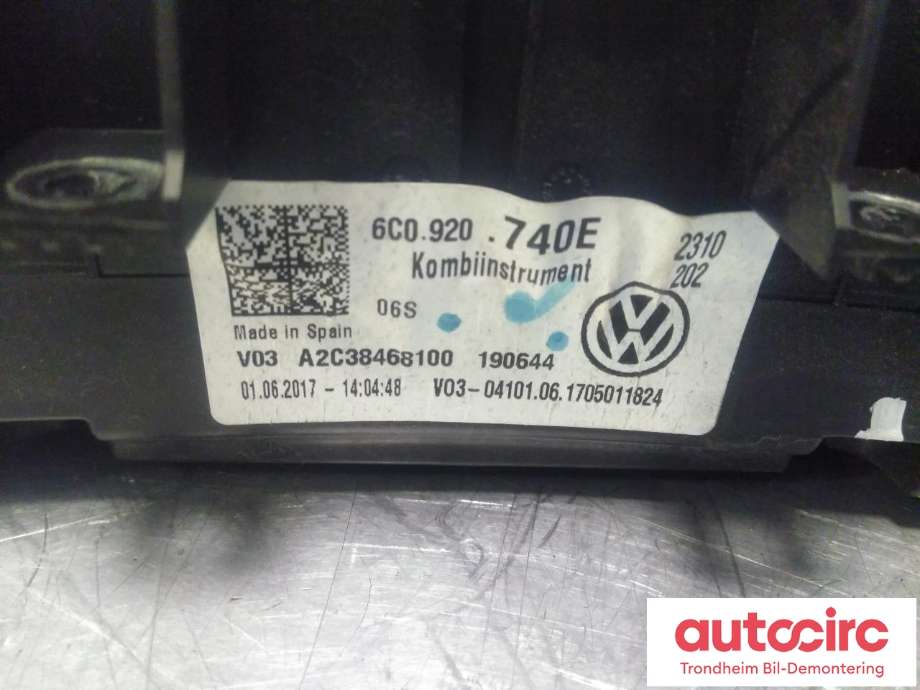Instrumentpanel til VW Polo 2014-2017 (Type V, Fase 2)  (..|6C0920740E|)