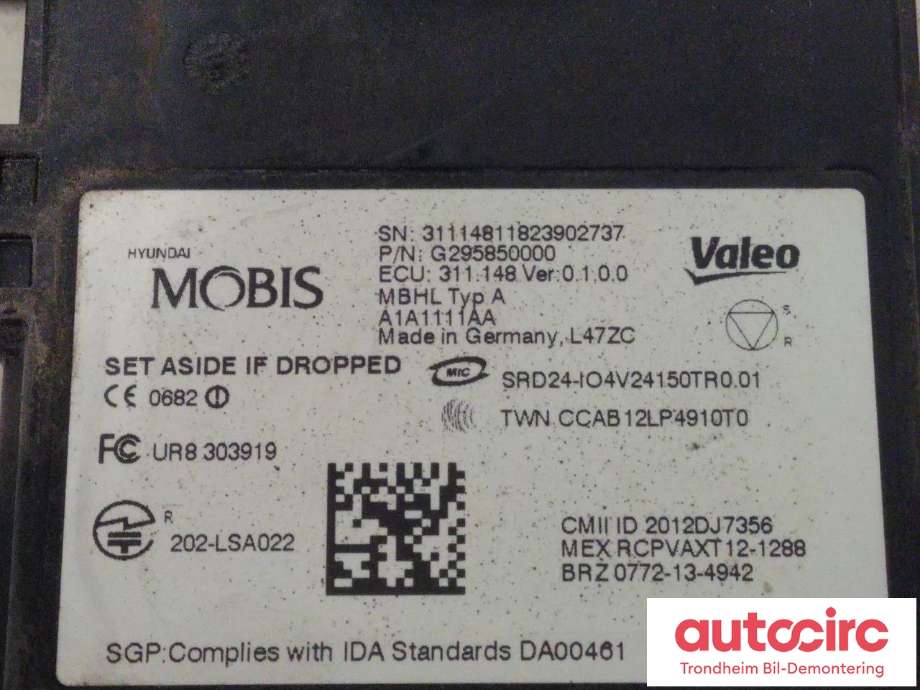 Sensor blindsone til Hyundai Ioniq Electric 2016-2019 (Fase 1)  (VALEO|95811G2000|95811-G2000|G295850000)