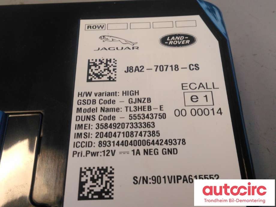 Styreenhet diverse til Jaguar I-PACE 2018-->>  (LG ELECTRONICS|J8A2-70718-CS|J8A270718CAA|T2R52950| TL3HEB-E)