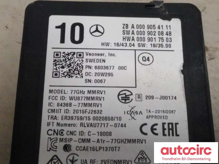 Sensor blindsone til Mercedes EQC 2019-->>  (..|A0009054111|A 000 905 41 11|)