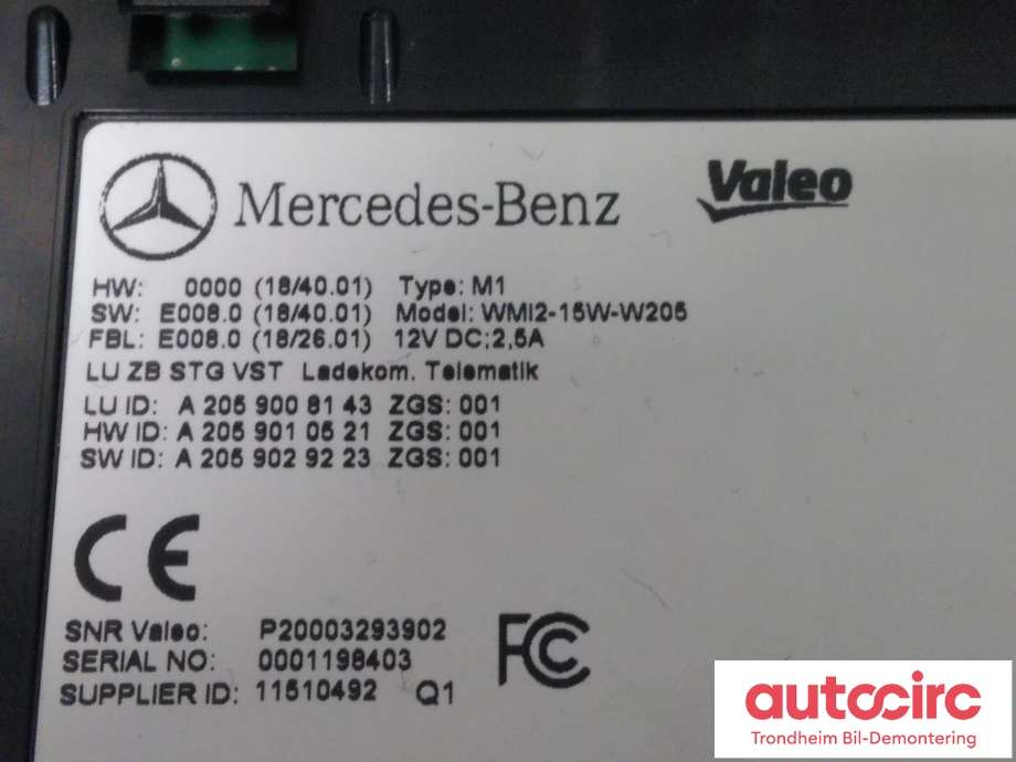 Dashbord telefon til Mercedes EQC 2019-->>  (TRÅDLØS LADER|A2059008143|A2059003944|)
