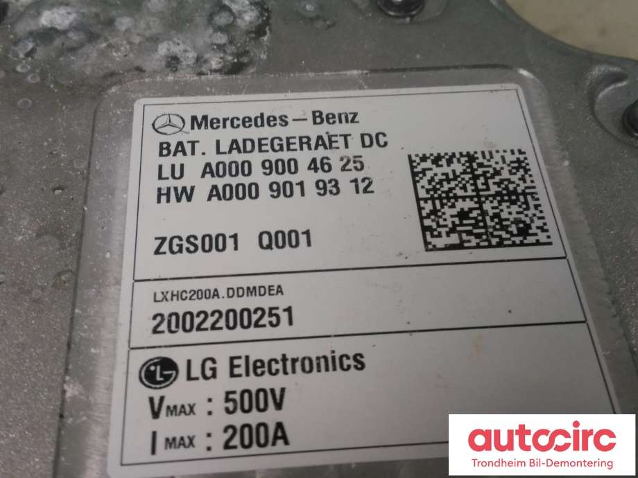 Batterilader (OBC - On Board Charger) til Mercedes EQC 2019-->>  (LG ELECTRONICS|A0009004625|A0009019312|A 000 900 46 25| A 000 901 93 12)