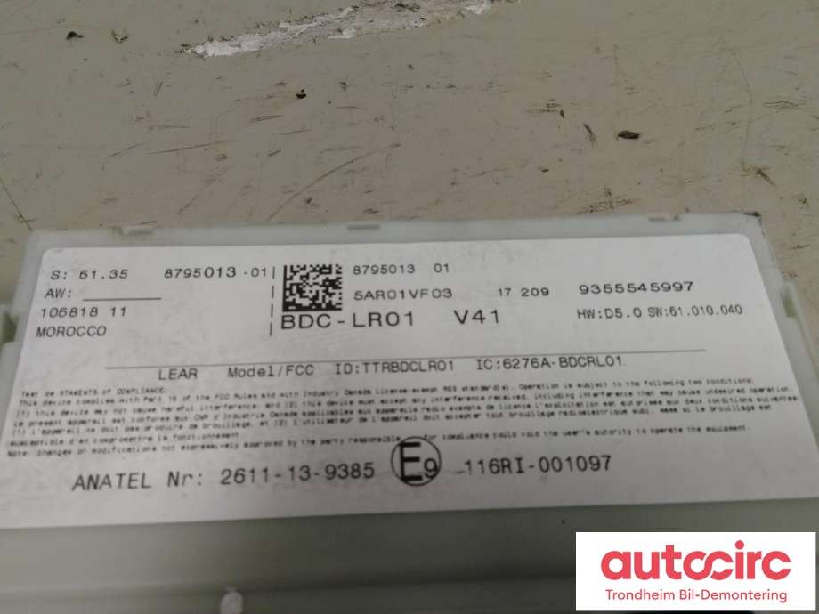 Styreenhet comfort (BCM) til BMW 2-Serie, Active/Gran Tourer 2014-->> (F45/F46) (F45/F46) (BDC|8795013|61355A402E6|61355A577E3)