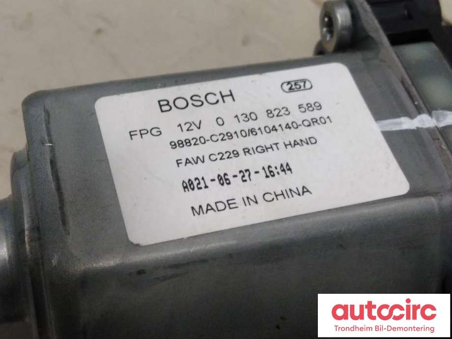 Ruteheis, kun motor, venstre bak til Hongqi E-HS9 2022-->>  (BOSCH|6104140-QR01|98820-C2910|0130823589)