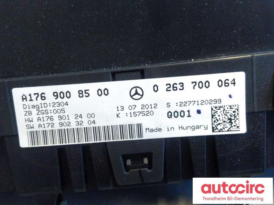 Instrumentpanel til Mercedes A-Klasse 2012-2018 (W176) (W176) (BOSCH|A1769008500|A 176 900 85 00|0263700064)