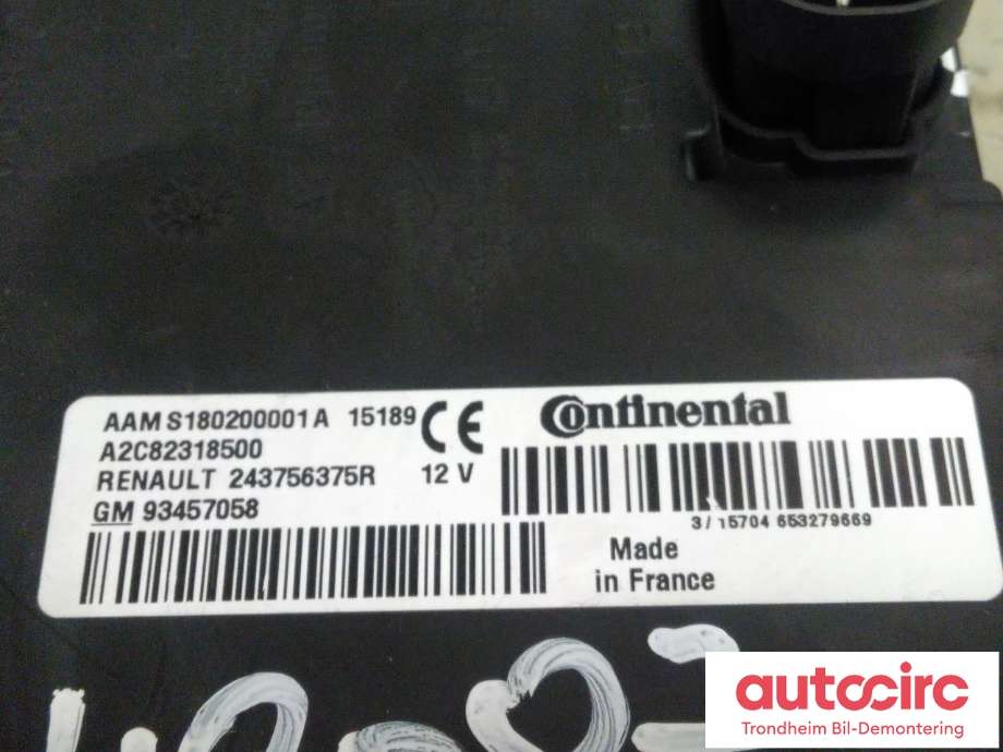Styreenhet hengerfeste til Opel Vivaro B 2014-2019  (CONTINENTAL|93460557|93457058|93457459| 243756375R| A2C82318500)