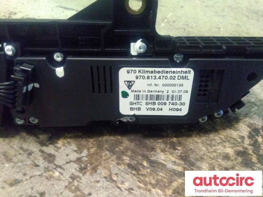 Varmeapparat betjening til Porsche Panamera 2009-2017 (Type I) (970) (970) (BHTC|97065320304|97061347002|97065320335)
