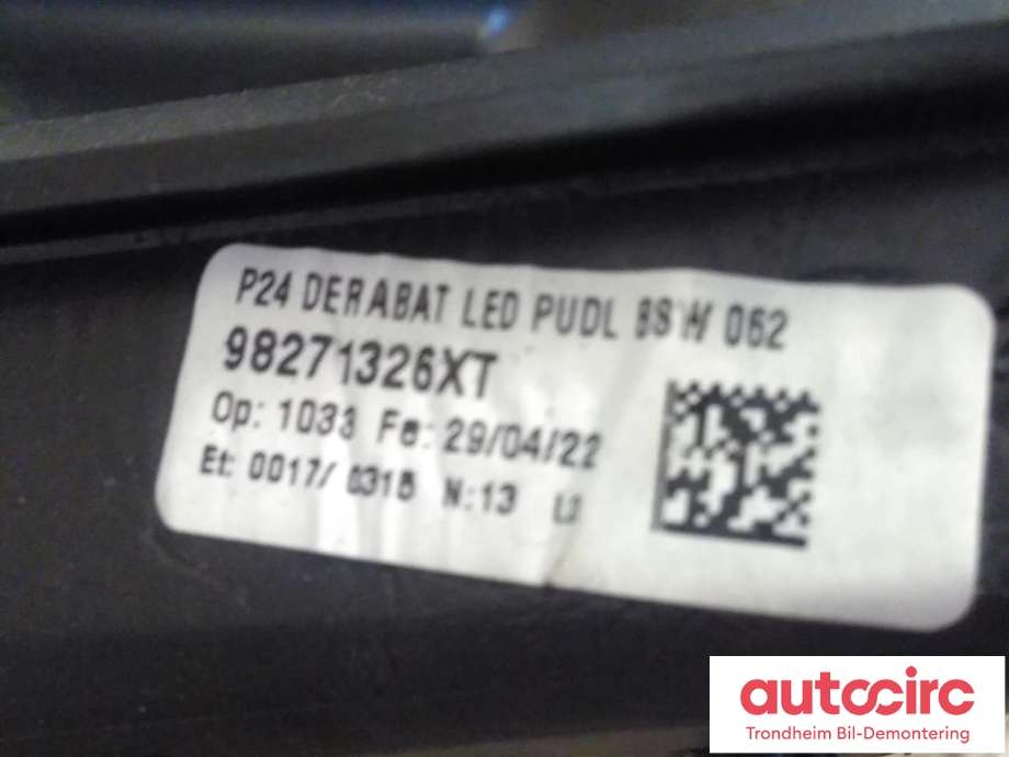 Speil høyre til Peugeot e-2008 2019-->>  (..|98271326XT|98 271 326 XT|)