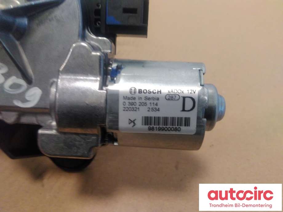 Viskermotor bakrute til Peugeot e-2008 2019-->>  (BOSCH|9819900080|98 199 000 80|0390205114)